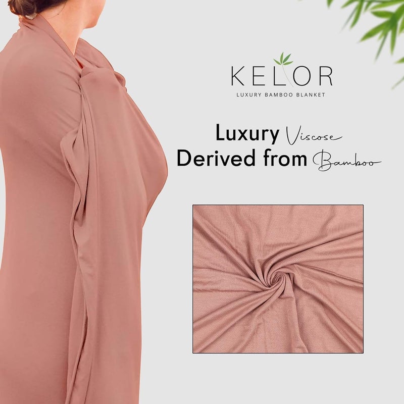 K E L O R Luxury Cooling Travel Blanket - Stretchy, Lightweight Soft & Breathable Shawl Wraps for Women | Easy-Care, Perfect for Travel, Airplane Blanket or Women Shawl(Blush Pink, Single-Sided) - Image 4